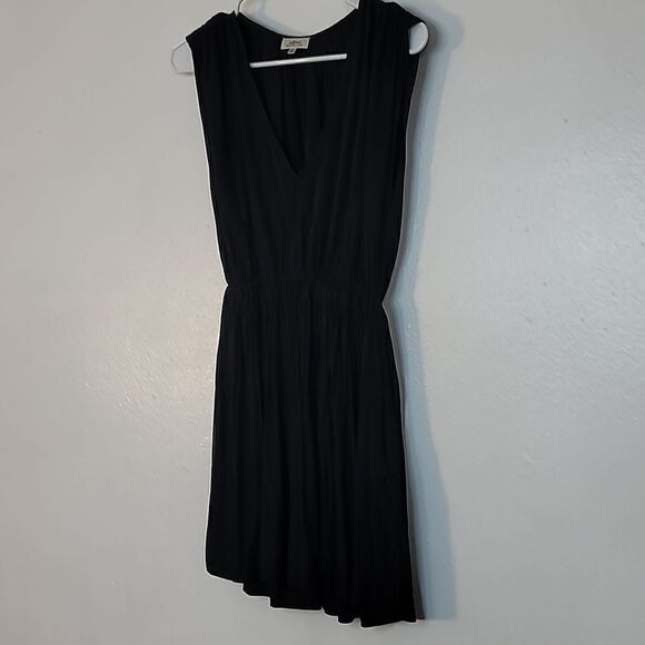 Aritzia Wilfred Black Almeida V Neck Satin Dress Elastic Pockets... - Picture 3 of 16